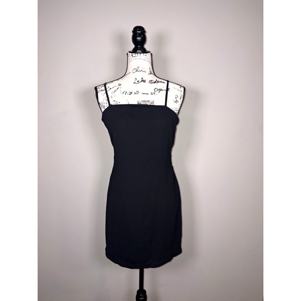 Lulus Black Tie-Back Square Neck Backless Mini Dress Women's Size Medium